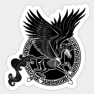 Greek Pegasus (black, with background) Sticker